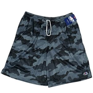 Champion Men’s Athletic Shorts Gray Black Camouflage Drawstring L New